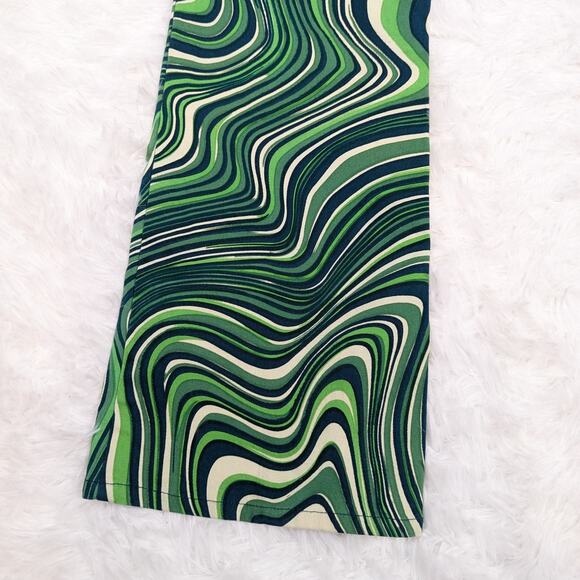 Motel Rocks Coban Trouser Ripple Retro Bootcut Low Rise Low Waist Pants Green XS - Picture 9 of 12